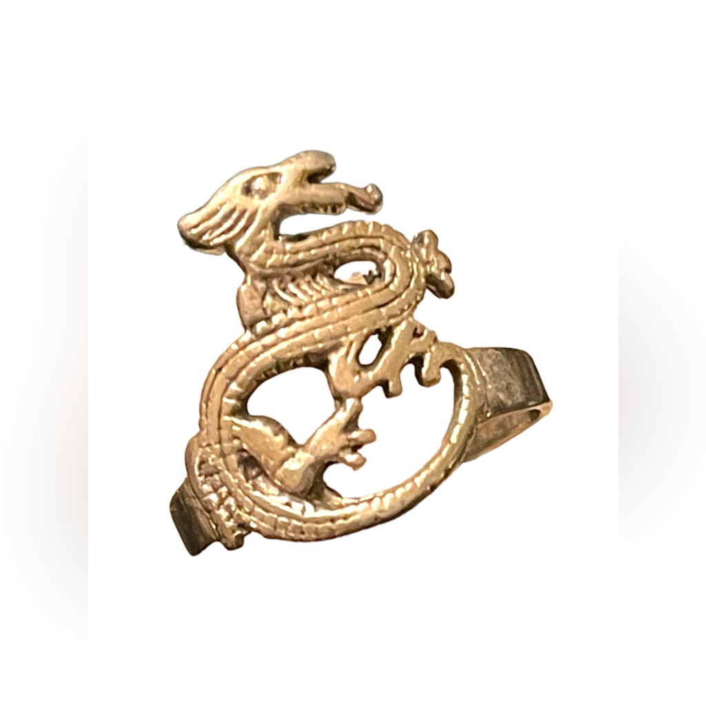 Sterling Silver 925 Srt Etched Dragon Ring Fantasy Design
